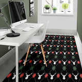 Deer Christmas New Year Pattern Argyle Area Rug