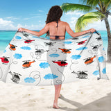 Watercolor Helicopter Cloud Pattern Sarong
