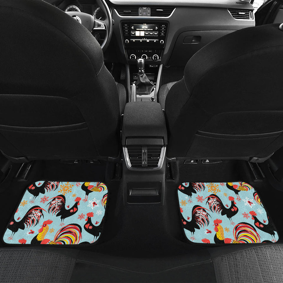 Rooster Chicken Cock Snowfalke Front And Back Car Mats