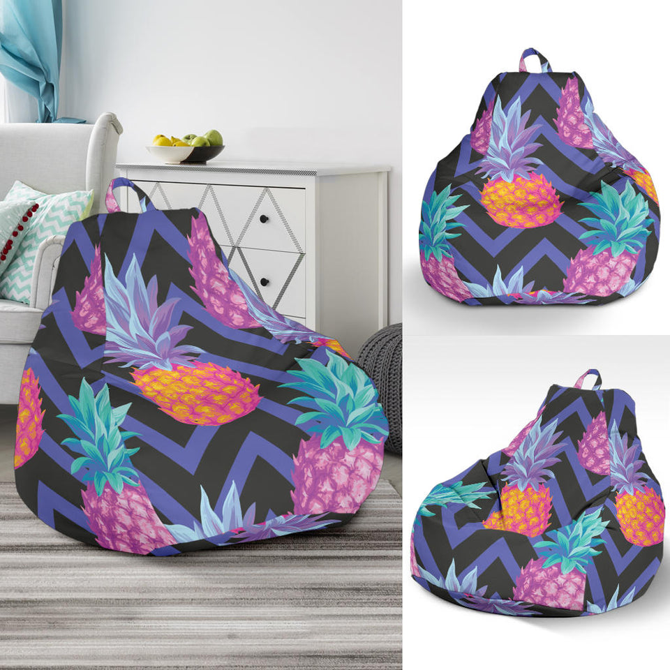 Pineapples Pattern Zigzag Background Bean Bag Cover