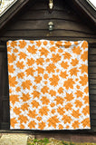 Orange Maple Leaf Pattern Premium Quilt
