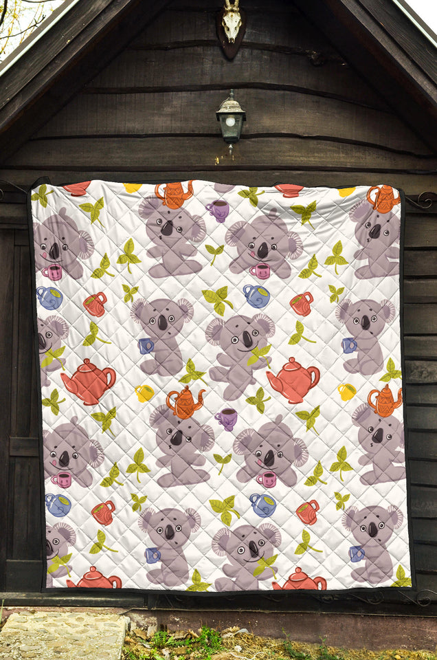 Cute Koalas Teapots Tea Premium Quilt