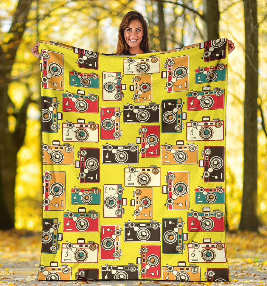 Camera Pattern Print Design 02 Premium Blanket