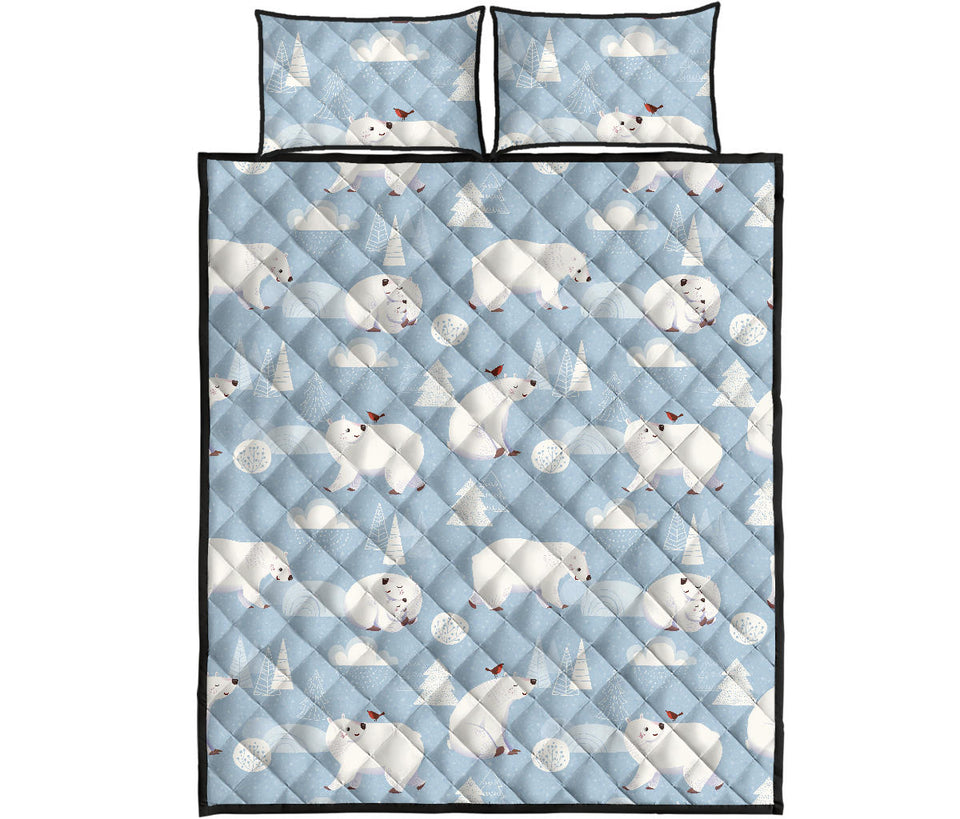 Cute polar bears Christmas decoration pattern Quilt Bed Set