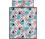 Toucan tropical flower leave pattern Quilt Bed Set