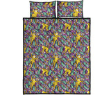 Cute yellow monkey leaves pattern Quilt Bed Set