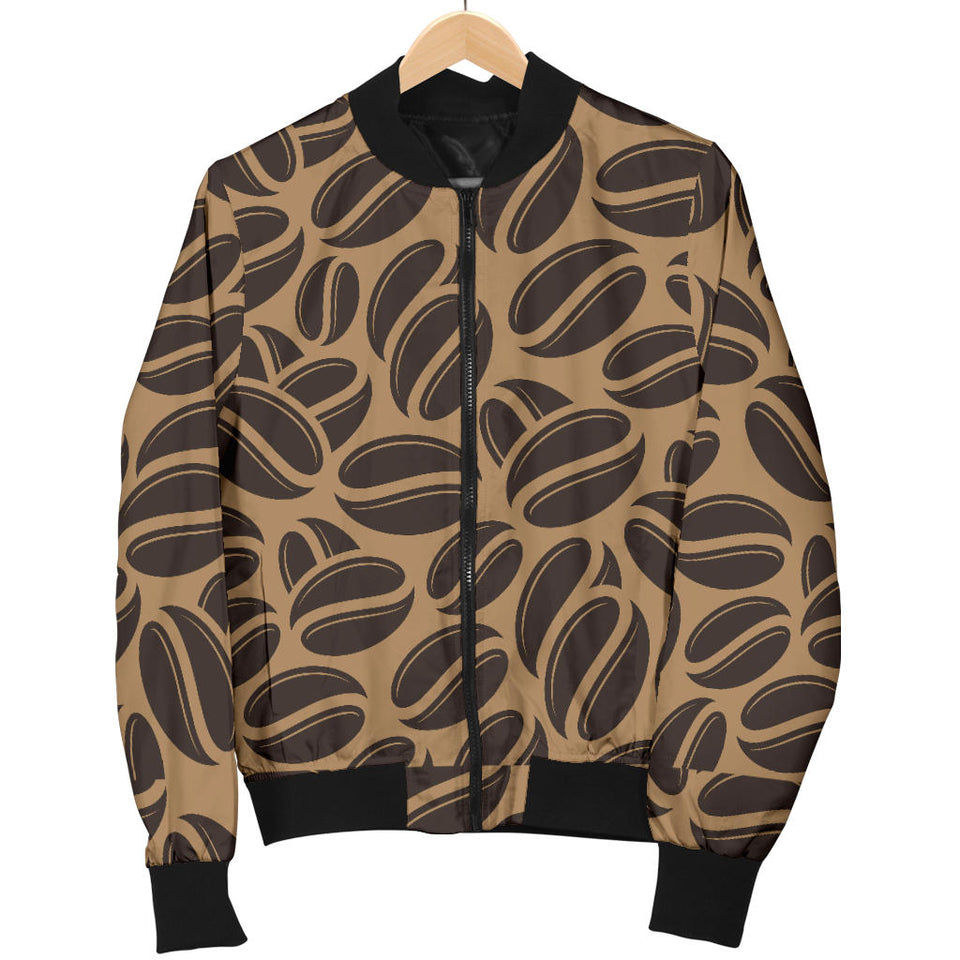 Coffee Bean On Brown Background Women'S Bomber Jacket