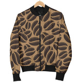 Coffee Bean On Brown Background Women'S Bomber Jacket