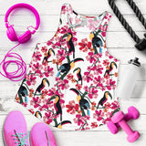 Toucan flower design pattern Women Racerback Tank Top