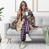Sugar Skulls Flower Maxican Pattern Hooded Blanket