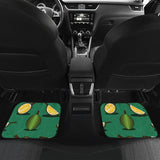 Durian Pattern Green Background Front And Back Car Mats