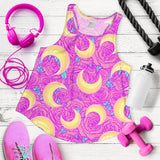 Moon pink rose background Women Racerback Tank Top