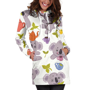 Cute Koalas Teapots Tea Women'S Hoodie Dress