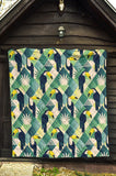 Toucan Tropical Leaves Design Pattern  Premium Quilt