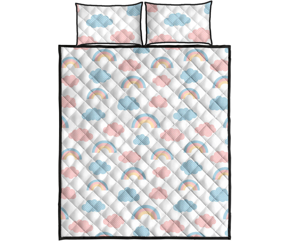Cute rainbow clound pattern Quilt Bed Set