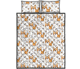 Cute corgi heart star bone pattern Quilt Bed Set