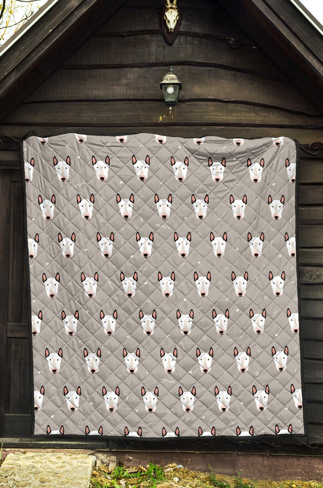 Bull Terrier Pattern Print Design 05 Premium Quilt