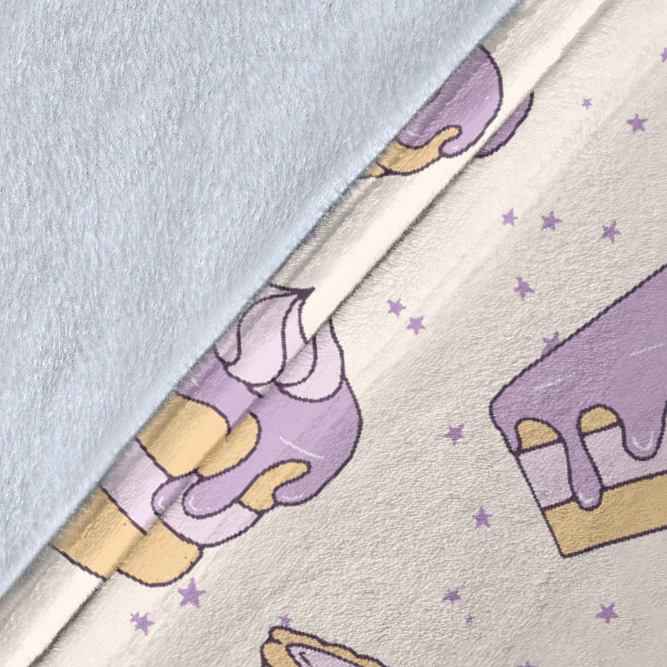 Cakes Pies Tarts Muffins And Eclairs Purple Blueberry Topping Pattern Premium Blanket