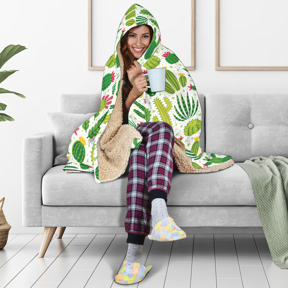 Cactus Pattern Hooded Blanket