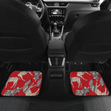 Zebra Abstract Red Background Front And Back Car Mats