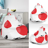 Red Apples White Background Bean Bag Cover