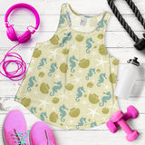 Seahorse shell starfish pattern background Women Racerback Tank Top