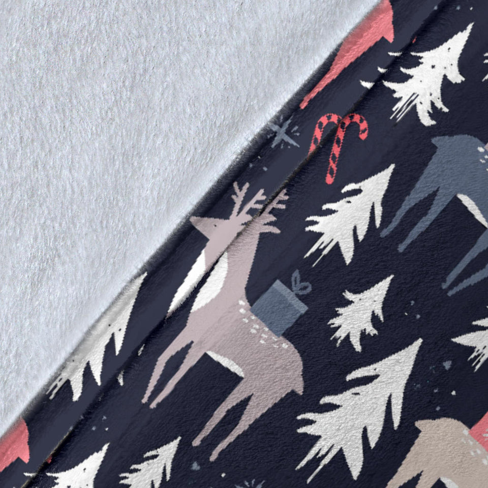 Deers Winter Christmas Pattern Premium Blanket