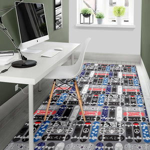 Skate Board Pattern Print Design 04 Area Rug