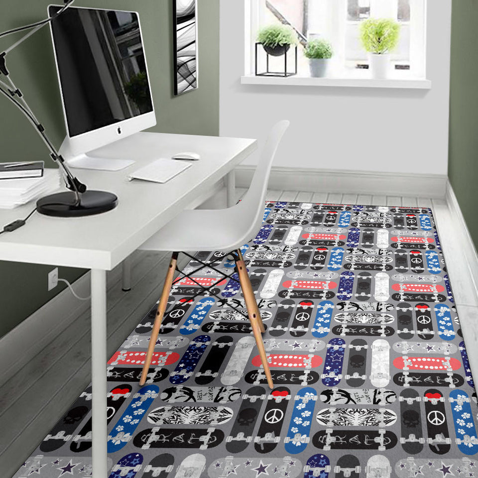 Skate Board Pattern Print Design 04 Area Rug