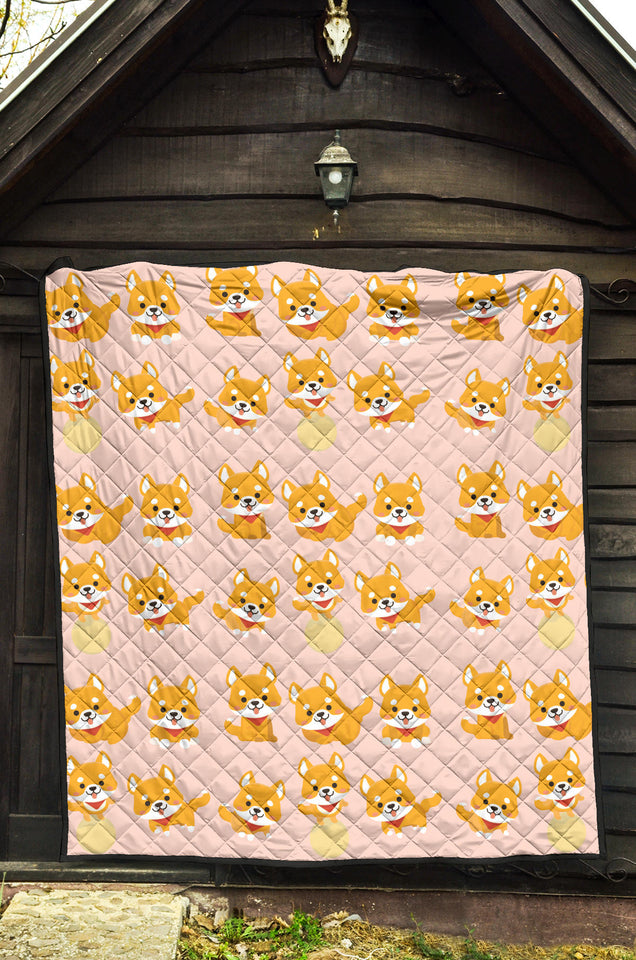 Cute Shiba Inu Dog Pattern  Premium Quilt