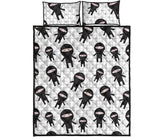 Ninja pattern plaid background Quilt Bed Set