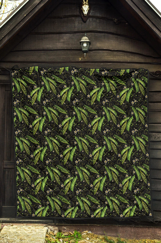 Green Peas Pattern Print Design 02 Premium Quilt