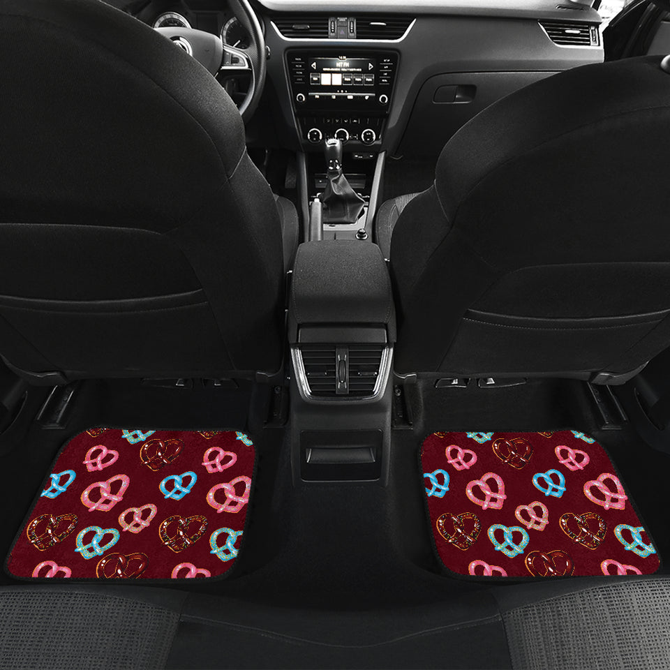 Pretzels Pattern Print Design 05 Front and Back Car Mats
