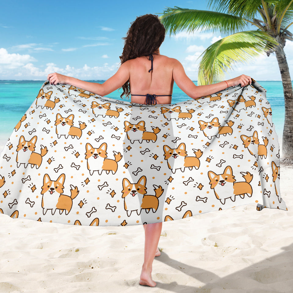 Cute Corgi Heart Star Bone Pattern Sarong