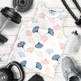 Black Gray Cream coral ginkgo leaves pattern Men Tank Top