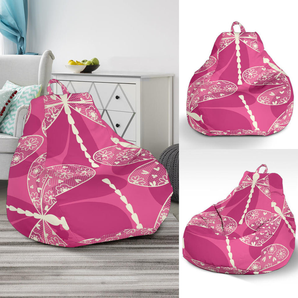 Beautiful Dragonfly Pink Background Bean Bag Cover