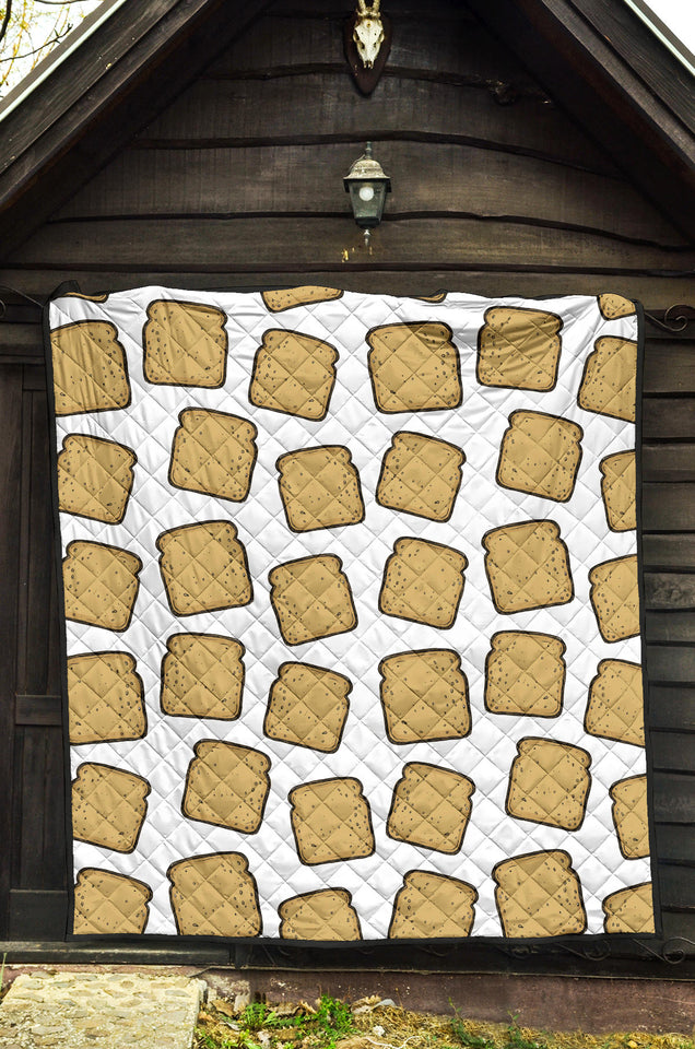 Bread Toast Pattern Print Design 03 Premium Quilt