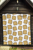 Bread Toast Pattern Print Design 03 Premium Quilt