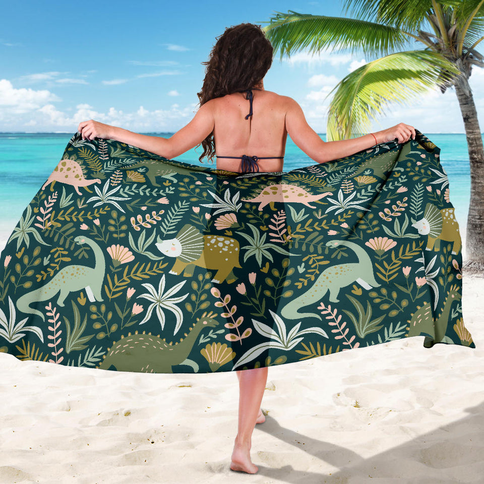 Dinosaurs Tropical Leaves Flower Pattern Sarong