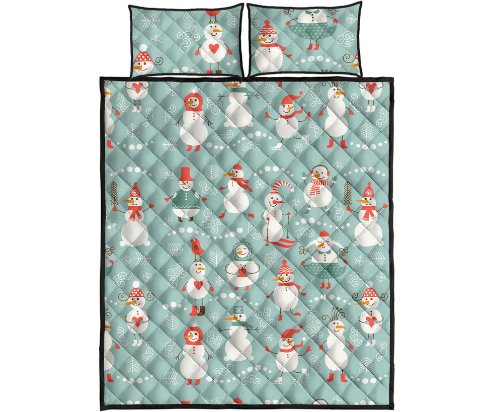 Cute snowman pattern Quilt Bed Set
