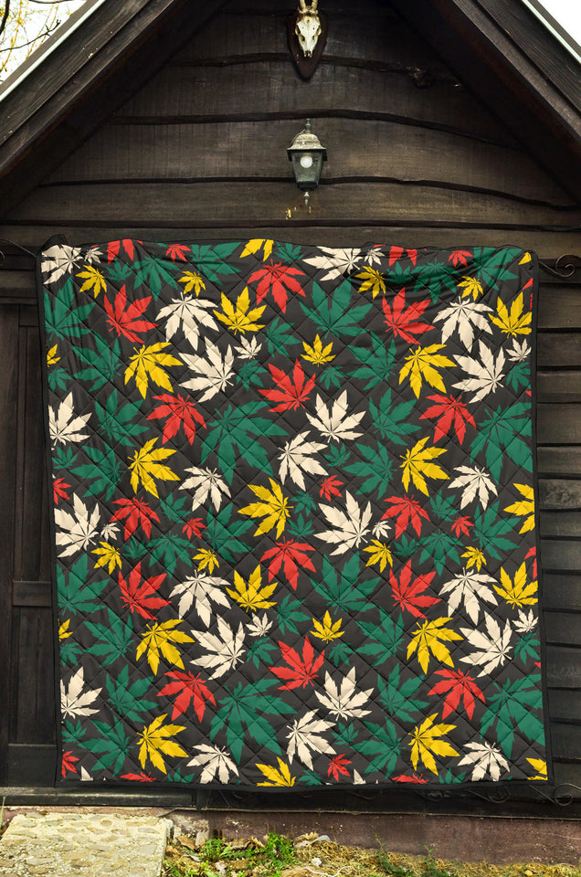 Canabis Marijuana Weed Pattern Print Design 02 Premium Quilt