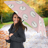 Clock Pattern Pink Blackground Umbrella