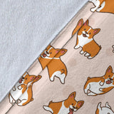 Cute Corgis Pattern Pink Background Premium Blanket