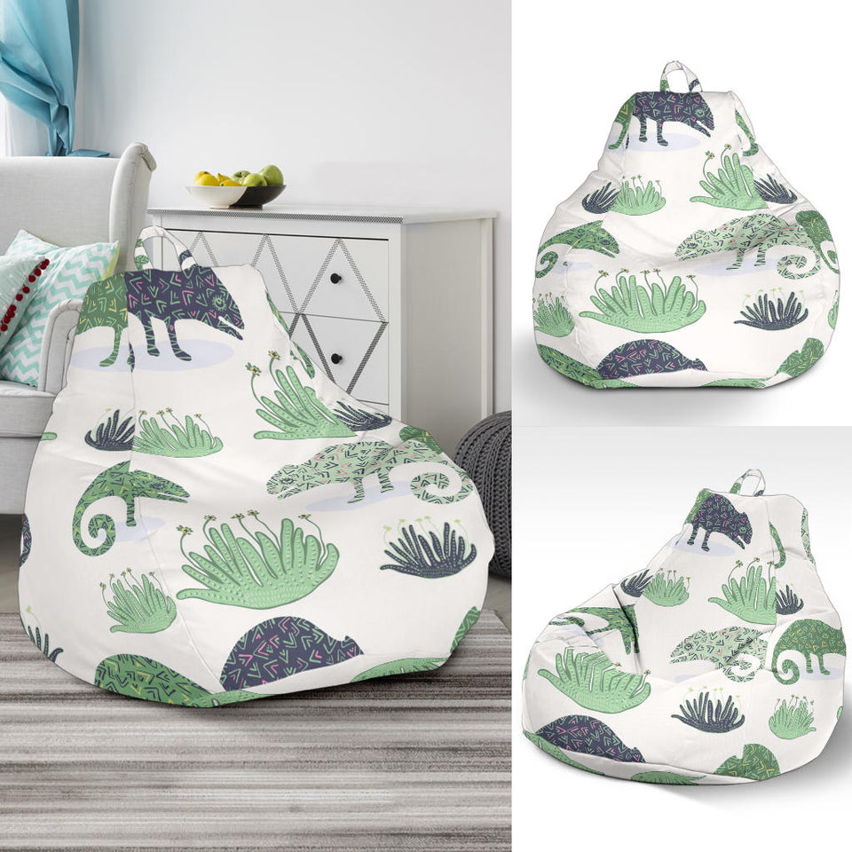 Chameleon Lizard Succulent Plant Pattern Bean Bag Cover