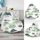 Chameleon Lizard Succulent Plant Pattern Bean Bag Cover