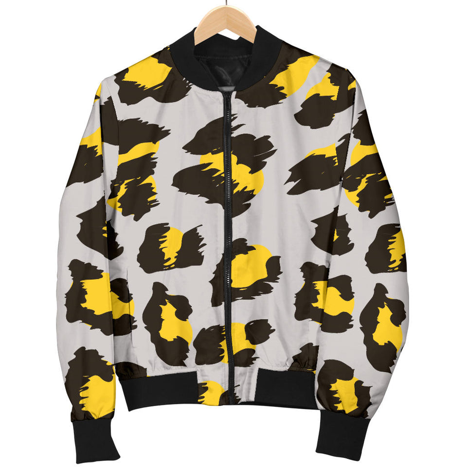 Gray Leopard Print Pattern Women'S Bomber Jacket
