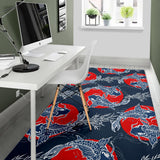 Koi Fish Carp Fishs Hand Drawn Japanese Art Area Rug