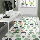 Chameleon Lizard Succulent Plant Pattern Area Rug