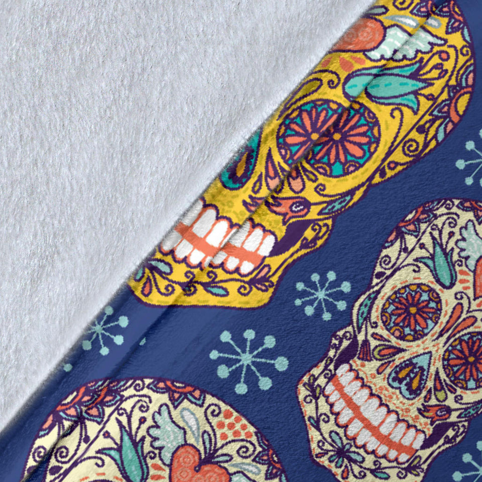 Sugar Skull Flower Pattern Premium Blanket