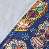 Sugar Skull Flower Pattern Premium Blanket